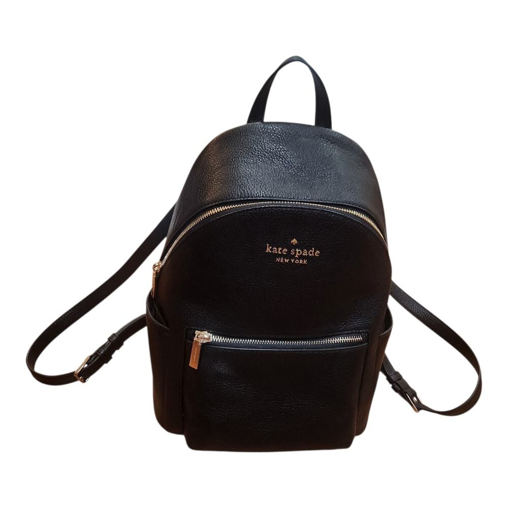 Kate Spade Leila Pebbled Leather Mini Backpack, Black & Gold